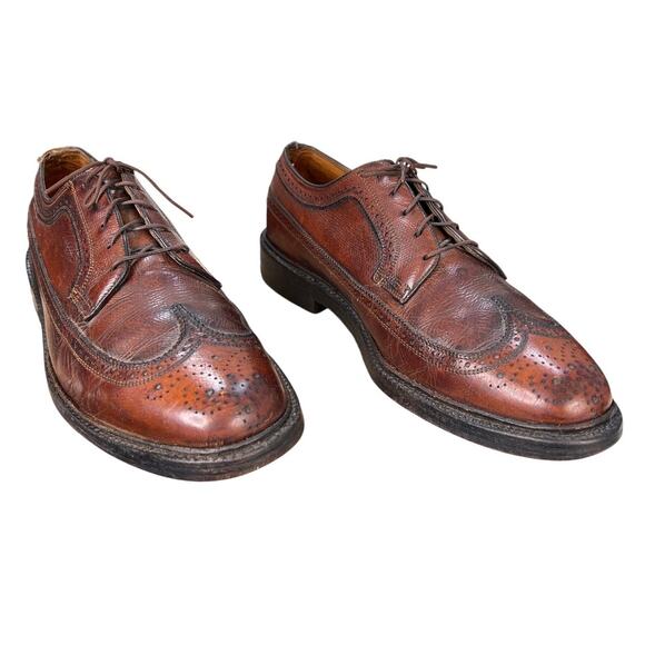 Vintage Florsheim Longwings Brown Wingtip Brogue Oxfords Size US 9 D main image 5